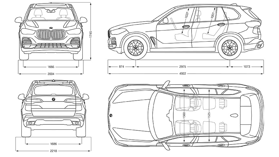 Dibujo lineal BMW X5 dimensiones Dibujo lineal BMW X5 dimensiones
