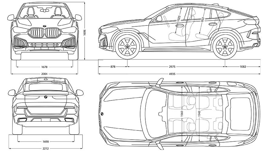 Diagrama lineal BMW X6 Dimensiones Diagrama lineal BMW X6 Dimensiones
